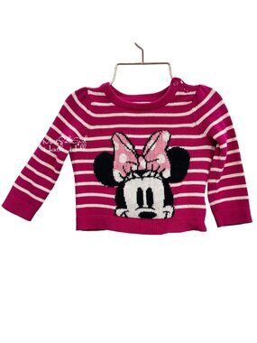 Disney Baby Gap Minnie Mouse Striped Cotton Knit Sweater 18-24 Months